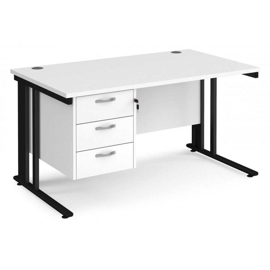 Maestro Cable Managed Desk with Three Drawer Pedestal